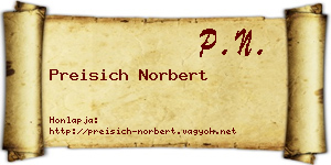 Preisich Norbert névjegykártya